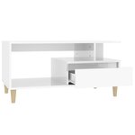 vidaXL Table basse Blanc brillant 90x49x45 cm Bois d'ingénierie