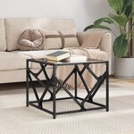 vidaXL Table basse avec dessus en verre noir 50x50x41 cm acier
