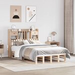 vidaXL Lit bibliothèque sans matelas 135x190 cm bois de pin massif