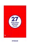 20 planches a4 - 27 étiquettes 70 mm x 31 mm autocollantes fluo rouge par planche pour tous types imprimantes - jet d'encre/laser/photocopieuse