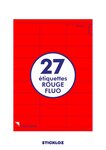 20 planches a4 - 27 étiquettes 70 mm x 31 mm autocollantes fluo rouge par planche pour tous types imprimantes - jet d'encre/laser/photocopieuse