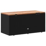 vidaXL Boîte de rangement de jardin noir résine tressée bois d'acacia