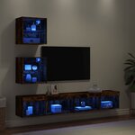vidaXL Unités murales TV avec LED 5 Pièces chêne fumé bois d'ingénierie