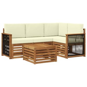 vidaXL Ensemble de canapés d'extérieur 5 pc Naturel et Crème Polyester