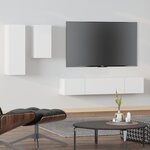 vidaXL Ensemble de meubles TV 4 Pièces Blanc Bois d'ingénierie
