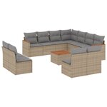 vidaXL Salon de jardin et coussins 12 Pièces mélange beige résine tressée