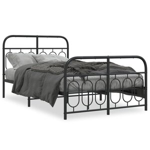 vidaXL Cadre de lit métal sans matelas avec pied de lit noir 120x190cm