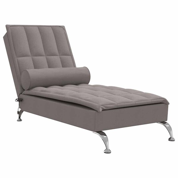 vidaXL Chaise longue de massage avec traversin taupe tissu