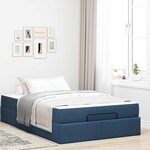 vidaXL Cadre de lit avec matelas avec matelas 2 Pièces Bleu tissu