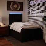 vidaXL Sommier à lattes de lit avec matelas noir 120x190 cm similicuir