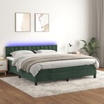 vidaXL Sommier à lattes de lit matelas et LED Vert foncé 160x200 cm