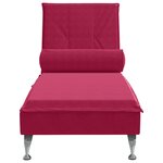 vidaXL Chaise longue de massage avec traversin rouge bordeaux velours