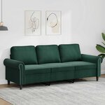 vidaXL Canapé à 3 places Vert foncé 180 cm Velours