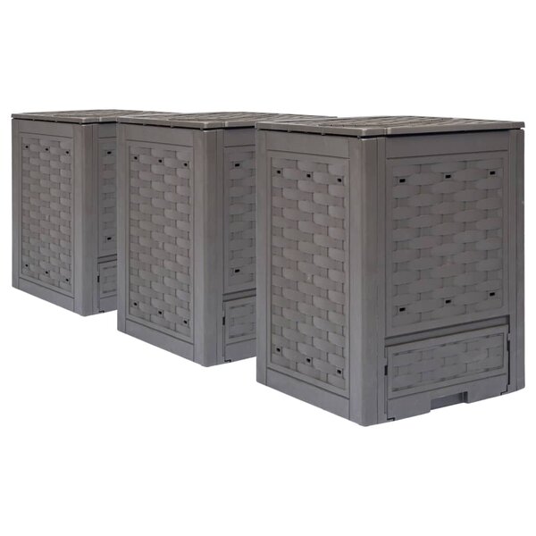 vidaXL Composteurs de jardin 3 Pièces 60x60x83 cm 900 L Plastique rotin