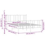 vidaXL Cadre de lit métal sans matelas et pied de lit blanc 120x200 cm