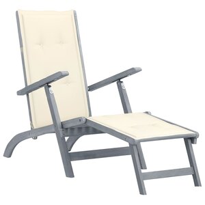 vidaXL Chaise de terrasse avec repose-pied et coussin Acacia solide