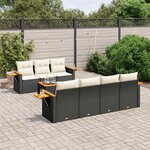 vidaXL Salon de jardin 8 Pièces avec coussins noir résine tressée