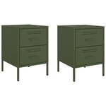 vidaXL Tables de chevet 2 Pièces vert olive 36x39x50 5 cm acier