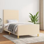 vidaXL Cadre de lit avec tête de lit Crème 90x200 cm Tissu