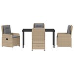 vidaXL Ensemble de salle à manger pour jardin 5 Pièces Beige polyrotin