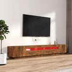 vidaXL Ensemble de meubles TV avec lumières LED 3 Pièces Chêne fumé