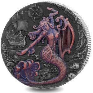Pièce de monnaie en Argent 4 Pounds g 62.2 (2 oz) Millésime 2018 Mythical Creatures Iridescent SIREN