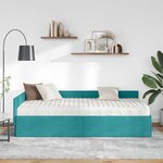 vidaXL Cadre de lit d'angle avec matelas Autre 2 Pièces Turquoise Velours