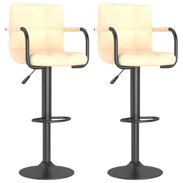 vidaXL Tabourets de bar lot de 2 crème velours