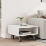 vidaXL Table d'appoint avec roues Blanc 50 5 x 50 x 30 cm