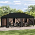 vidaXL Gazebo avec murs latéraux 6 x 3 m Noir Polyester et Acier 190