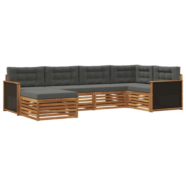 vidaXL Ensemble de canapés d'extérieur 6 pc Naturel et Anthracite
