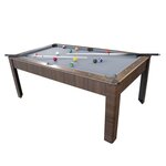 Billard américain ambiance 7ft - 226 5 x 126 5 x 80 cm avec accessoires et plateau dînatoire - couleur chêne