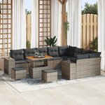 Ensemble de canapés de jardin vidaXL de 12 pièces avec coussins gris rattan polyéthylène acacia