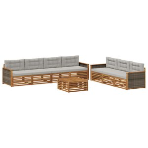 vidaXL Ensemble de canapés d'extérieur 8 Pièces Naturel et gris clair