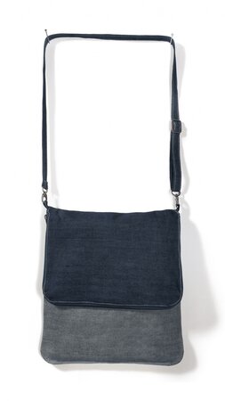 Sac besace Messenger en toile - jean Denim - DUD02 - bleu foncé et bleu clair