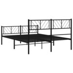 vidaXL Cadre de lit métal sans matelas avec pied de lit noir 140x190cm