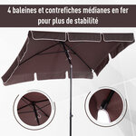 Parasol rectangulaire inclinable alu acier polyester haute densité diamètre 2 m chocolat