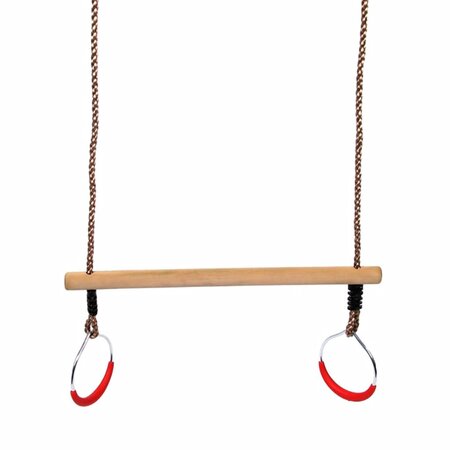 Swing king barre de trapèze avec anneaux 58 cm bois beige