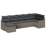 vidaXL Ensemble de Canapé de Jardin 7 Pièces avec Coussins en Rattan Poly Gris