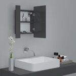 vidaXL Armoire à miroir de bain à LED Gris brillant Acrylique