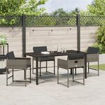 vidaXL Ensemble de salle à manger jardin 5 pièces avec coussins gris poly rattan