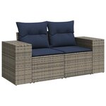 vidaXL Salon de jardin avec coussins 7 Pièces gris résine tressée