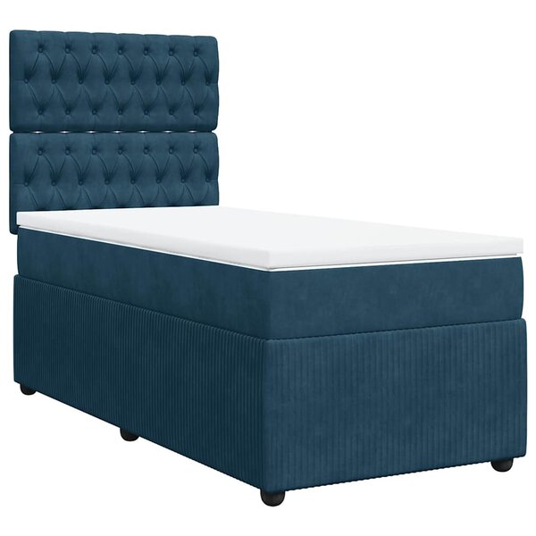vidaXL Sommier à lattes de lit avec matelas Bleu foncé 90x190 cm