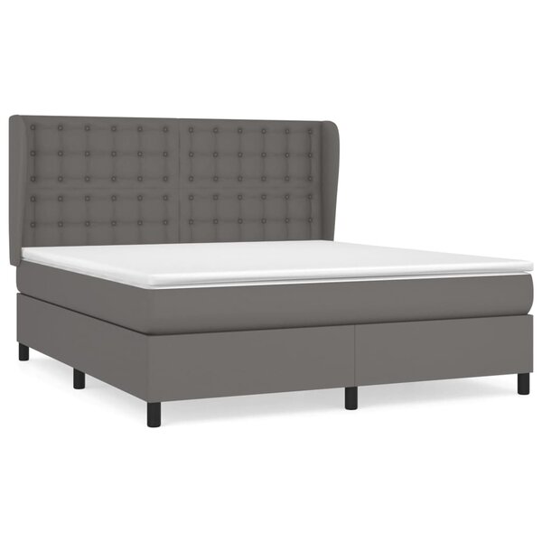 vidaXL Sommier à lattes de lit avec matelas Gris 180x200 cm Similicuir