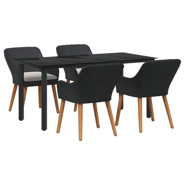 vidaXL Ensemble de salle à manger pour jardin 5 pc Noir polyrotin
