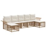 vidaXL Ensemble de canapés d'extérieur 7 pc Blanc Naturel et Crème