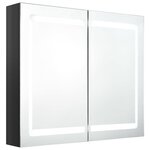 vidaXL Armoire de salle de bain à miroir LED noir brillant 80x12x68 cm