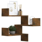 vidaXL Étagères d'angle murales 2 Pièces Chêne fumé 40x40x50 cm Bois