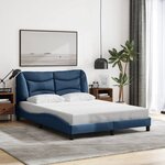 vidaXL Cadre de lit avec LED sans matelas Hvar bleu 140x190 cm tissu
