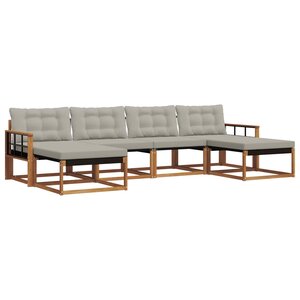 vidaXL Ensemble de canapés d'extérieur 6 Pièces Gris Naturel et Clair